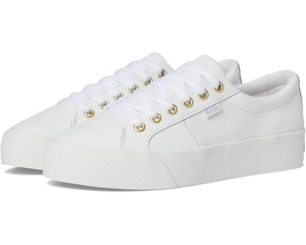Keds Jump Kick Duo Sneakers Women's US 8 White Leather Platform Shoes HAWK2563