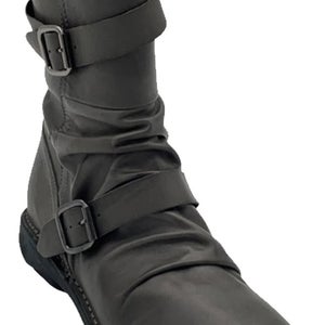 Miz Mooz Pasha Women's US 8.5-9 Gray Leather Round Toe Mid Calf Boots HAWK2411