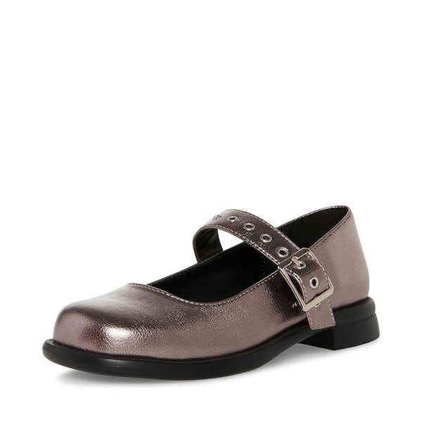 Steve Madden Bitsy Flat Girls US 3 Pewter Round Toe Adjustable Strap HTAT414