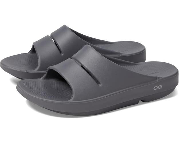 OOFOS Ooahh Sandals Women's US 8 Slate Gray Round Toe Slip-On Slide HAWK2473