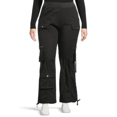 XCVI Poplin Chaucer Cargo Pants Women's Large Black Stretch Straight Leg JZZ1071