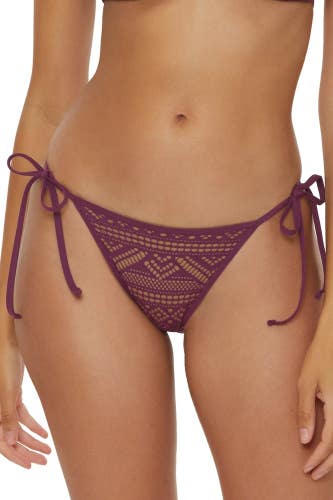 Becca by Rebecca Virtue Color Bikini Bottom Womens Plum Crochet Tie-Side DDR2010