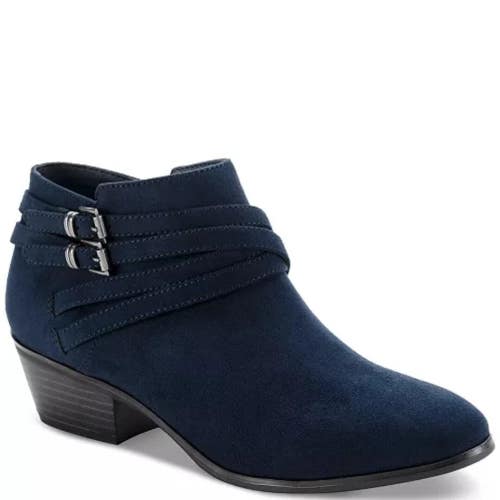 Style & Co Willow Boots Women's US 7 Blue Microsuede Almond Toe Booties HAWK2379