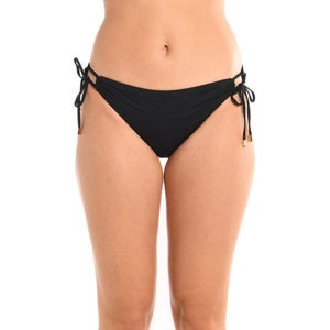 La Blanca Island Goddess Bikini Bottom Women's 6 Black Side Tie Hipster JDM2444