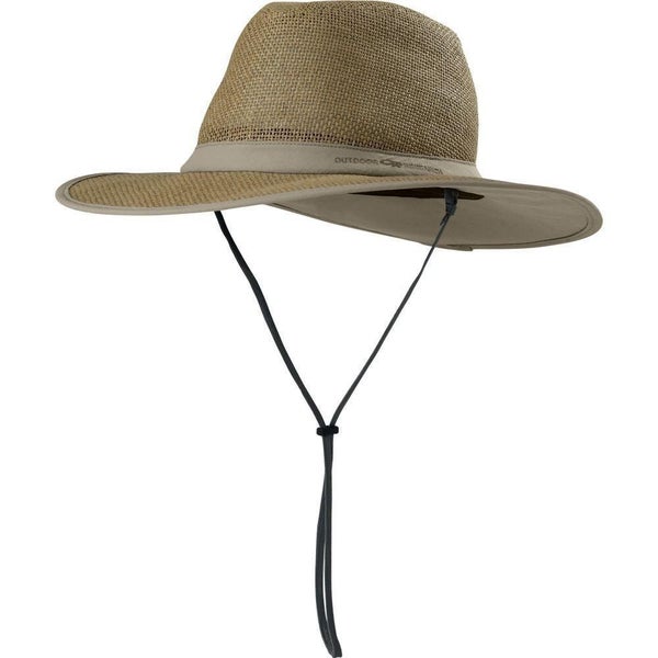 Outdoor Research Papyrus Sun Hat Men's OS Khaki Chin Strap Wide Brim DDR2664