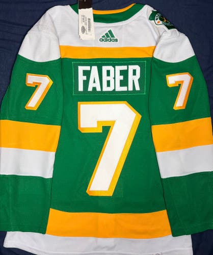 Brock Faber Minnesota Wild Adidas Prime Green 3rd Jersey Size: 42 + Tria