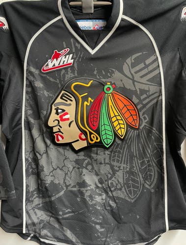 New Vintage Reebok Portland Winterhawks Alternate Black Game Jersey size 56