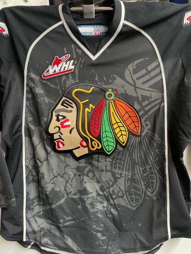 New Vintage Reebok Portland Winterhawks Alternate Black Game Jersey size 58 Goalie Cut