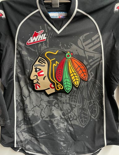 New Vintage Reebok Portland Winterhawks Alternate Black Game Jersey size 58