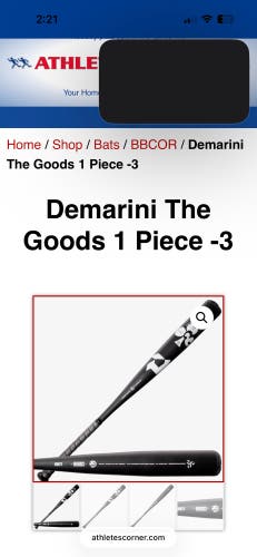 2022 DeMarini The Goods One Piece Alloy BBCOR Certified Bat (-3) 29 oz 32" (New)