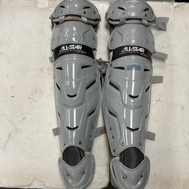 Used All-Star LG30WPRO Catchers Leg Guards Silver Adult 11855-S000199150