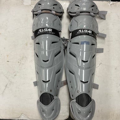 Used All-Star LG30WPRO Catchers Leg Guards Silver Adult 11855-S000199150