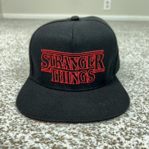 Stranger Things Hat Cap Snap Back Mens One Size Black Netflix TV Show Logo