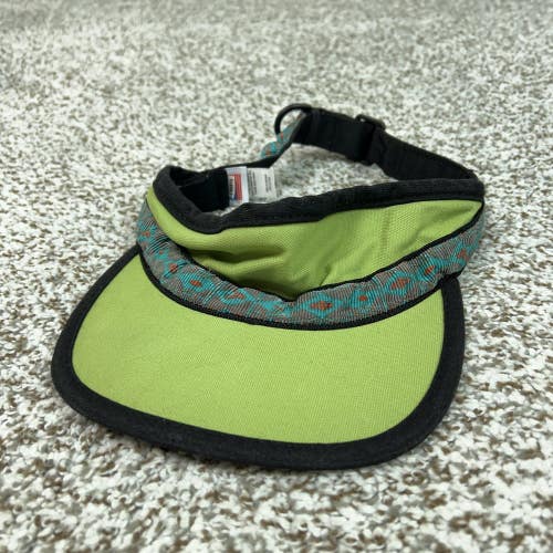 KAVU Hat Visor Strap Back Mens One Size Green Geometric Hiking USA Outdoor Gorp