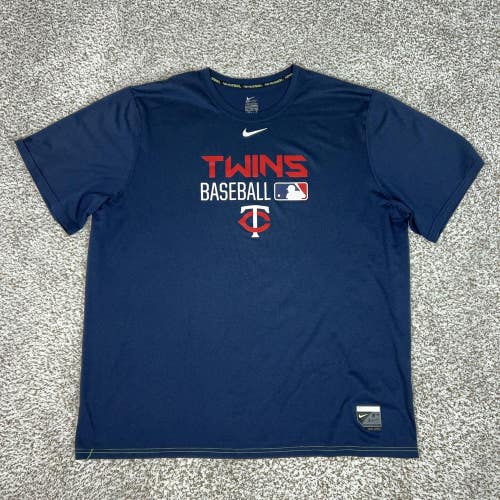 Minnesota Twins Shirt Mens XL Navy Blue MLB Baseball Nike Dri-FIT Authentic Tee