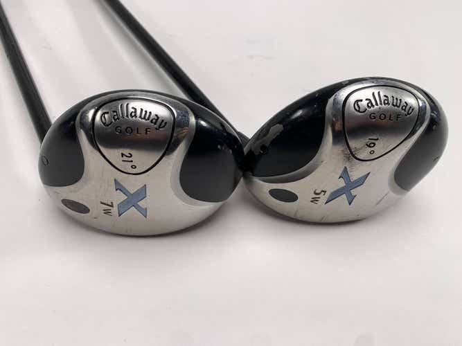 Callaway X 5 & 7 Fairway Wood Set 19* 21* Fujikura Gems UltraLight 55g Ladies RH