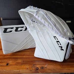 CCM EFlex 5.5 Senior Goalie Glove & Blocker Set All White (Like New)