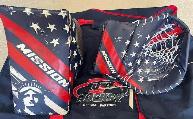 Team USA Mission Goalie Glove Blocker Slyde 2.0 Goal Catcher Pro Stock