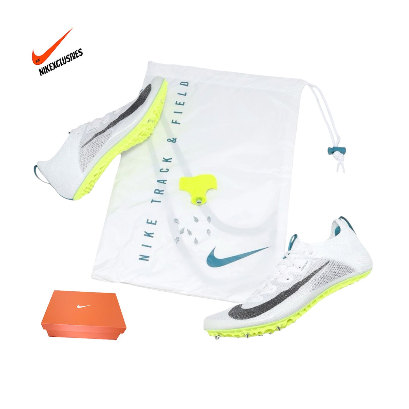Mens 7 Nike Zoom Superfly Elite 2 FK White Electric Algae FZ9662-100 / Women 8.5 Size 12.5 - Nike Zoom Superfly Elite 2 White Bright Spruce  main image 2
