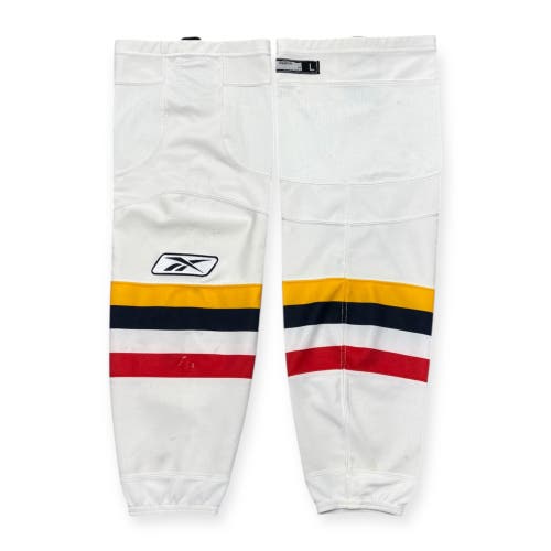 White Senior Large Reebok Hockey Socks Pro Stock - Barrie Colts