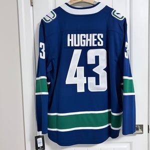 BNWT Authentic Fanatics Vancouver Canucks Quinn Hughes Blue Orca Jersey Size 2XL
