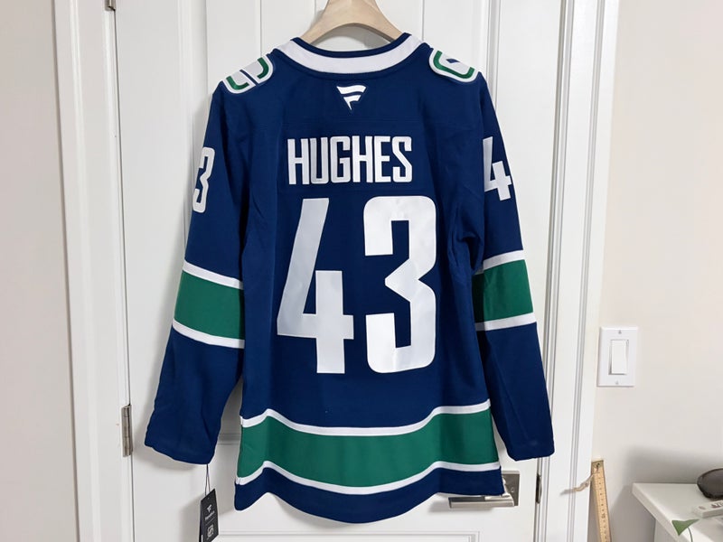 BNWT Authentic Fanatics Vancouver Canucks Quinn Hughes Orca Jersey Size 46 Small