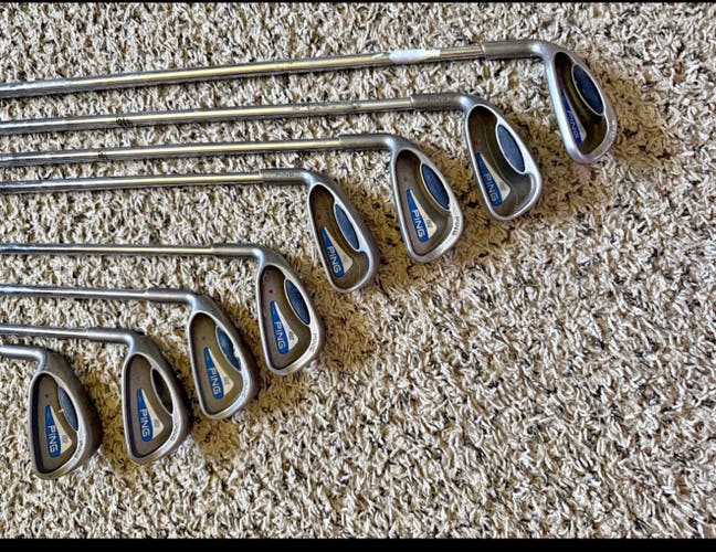 Men's 2004 Ping G2 Left Hand Iron Set Stiff Flex (8 Clubs) #4 - #9, PW, GW Steel Shaft (Used)