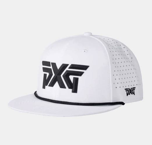 NEW PXG 6 Panel High Crown White/Black Adjustable Snapback Golf Hat/Cap