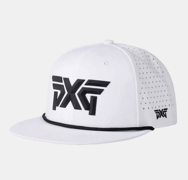 NEW PXG 6 Panel High Crown White/Black Adjustable Snapback Golf Hat/Cap