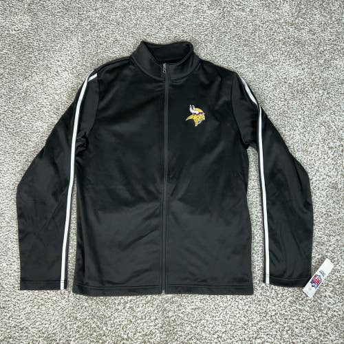 Minnesota Vikings Jacket Mens Medium Black NFL Football Team Apparel Zip Sports