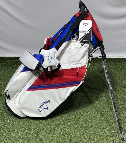 Callaway Chase 2025 Double Strap Stand Carry Golf Bag Blue/White/Red NEW!