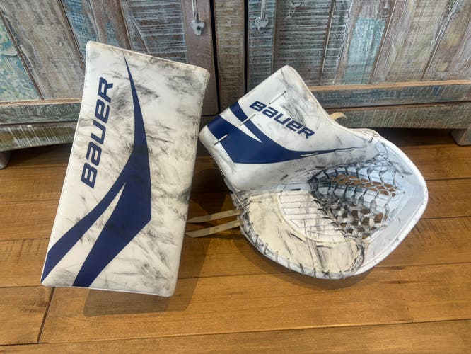 Pro Stock Bauer Digiprint Pro Goalie Glove & Blocker Set Woll Leafs