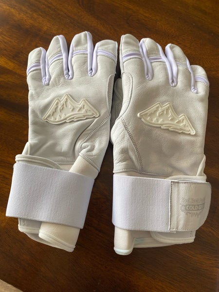 Cold Weather Batting Gloves Cabretta Leather Long Cuff White Size Small Red Rock Baseball