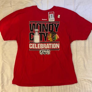 New w/Tag Reebok 2015 Stanley Cup Celebration Chicago Blackhawks T Shirt Men 2XL