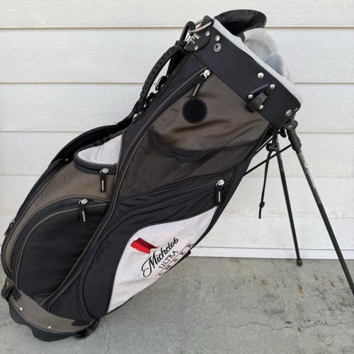 READ Datrek Michelob Ultra Amber Golf Stand Bag 9 Way Dividers Black White Gray