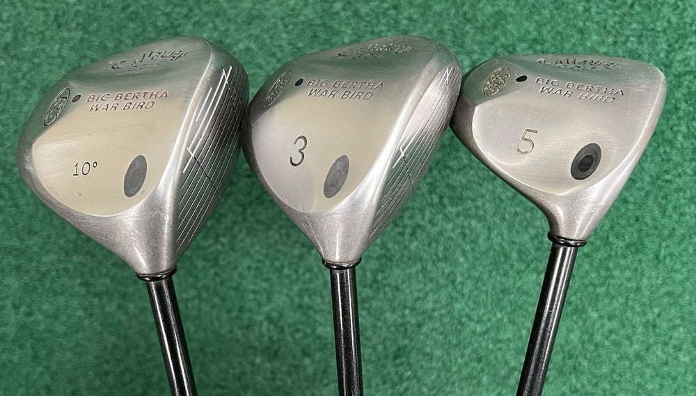Callaway Big Bertha Warbird 10 Driver 3 & 5 Fairway Woods Firm Flex Graphite RH