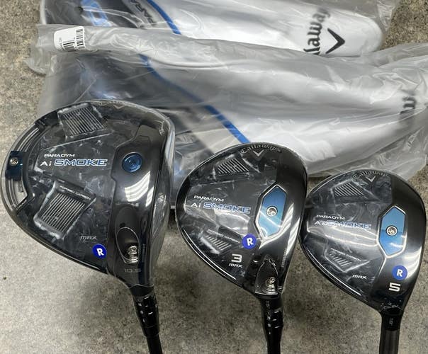 Callaway Paradym Ai Smoke Right Hand Set Driver, Fairway 3-Wood, 5-Wood Regular
