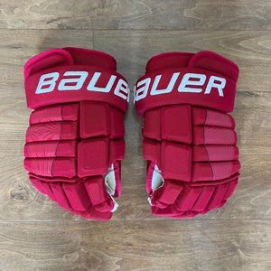 NHL Pro Stock Bauer Pro Series Gloves 14" Hockey Gloves - Calgary Flames Heritage Game
