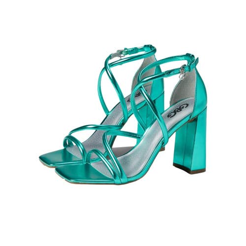 GBG Los Angeles ChIoin Sandals Women's US 6 Blue Square Toe Strappy JOBB690