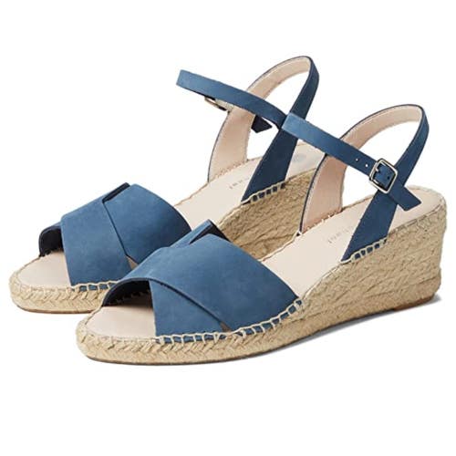Eric Michael Leigh Sandals Women's US 10-11 Blue Wedge Heel Espadrille ZOGG2148