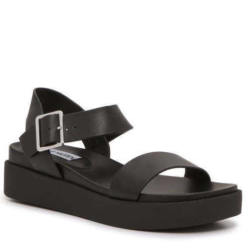 Steve Madden Rileey Sandals Women's US 8 Black Leather Adjustable Strap HAWK2500