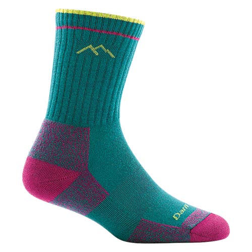 Darn Tough Hiker Micro Crew Socks Women's Large Teal Stretch Cushion JDM2802