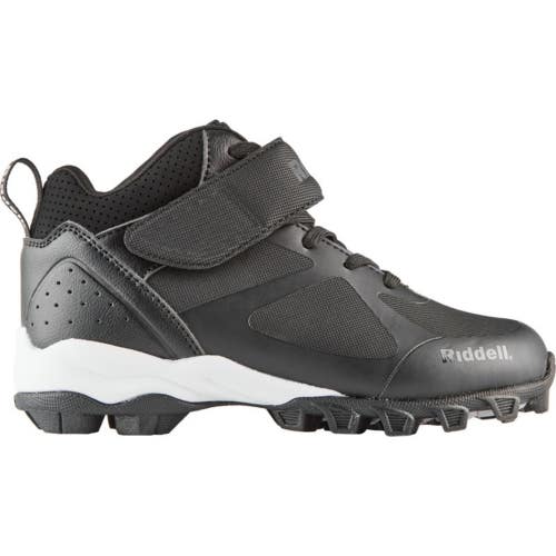 Riddell Matador Youth US 2 Black White Hook and Loop Football Cleats HAWK2628