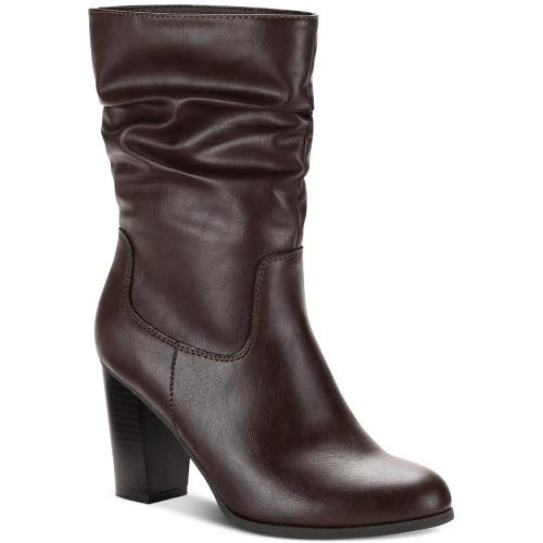 Style & Co. Saraa Slouch Boots Women's 10Brown Faux Leather Mid-Calf LION221