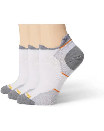 Smartwool Run Zero Women M White Cushion Low Ankle Crew Cut Socks 3-Pack DDR2236