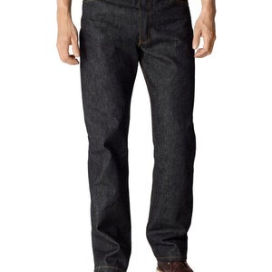 Levi's 501 Jeans Men 35x36 Black Denim Dark Wash Straight Leg Button Fly JDM2799