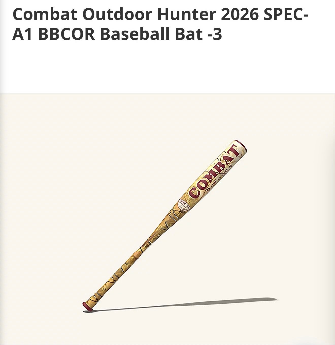 2026 Combat MFG Spec A1 Alloy BBCOR Certified Bat 3 30 Oz 33 Used Original 
