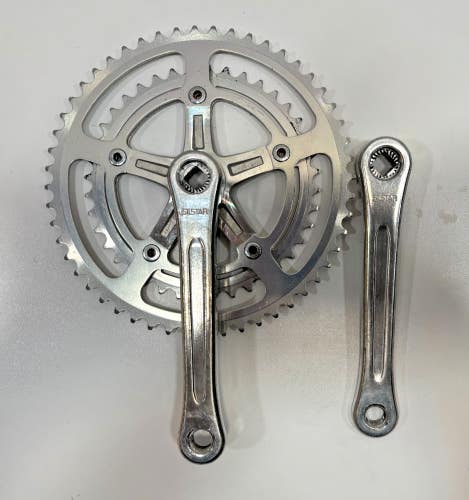 Vintage SR Sakae Silstar 170mm 52/40 Silver Aluminum Road Bike Double Crankset