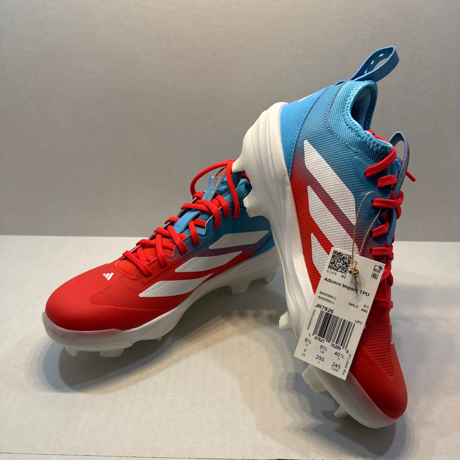 Adidas Adizero Impact TPU Candy Red Blue Baseball Cleats 