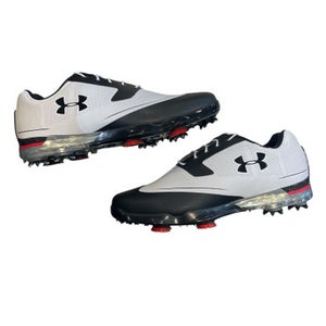Used Under Armour Mens Golf Shoes White/Black/Red Senior 9 11873-S000232261